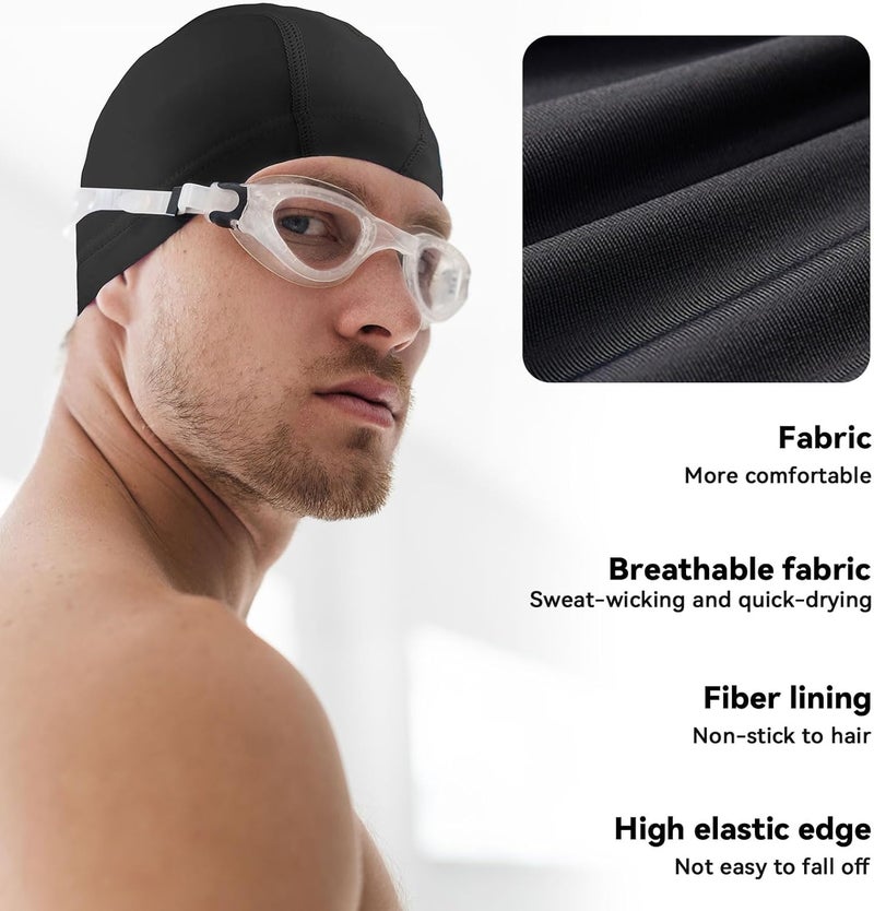 Kinwor Swim Cap for Men Women Adult, High Stretch Fabric Swim Cap, Swimming Caps Non-Waterproof - Image 3